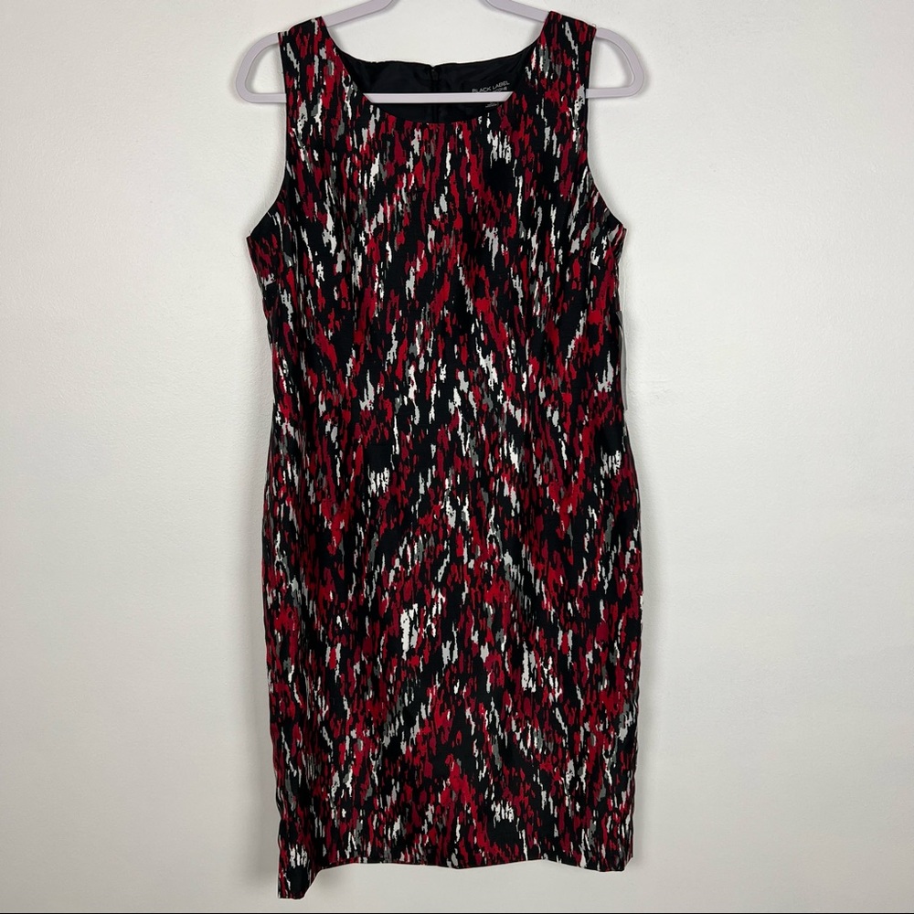 Black Label by Evan Picone NWT Sheath Dress Sleeveless Black Red White Size 10